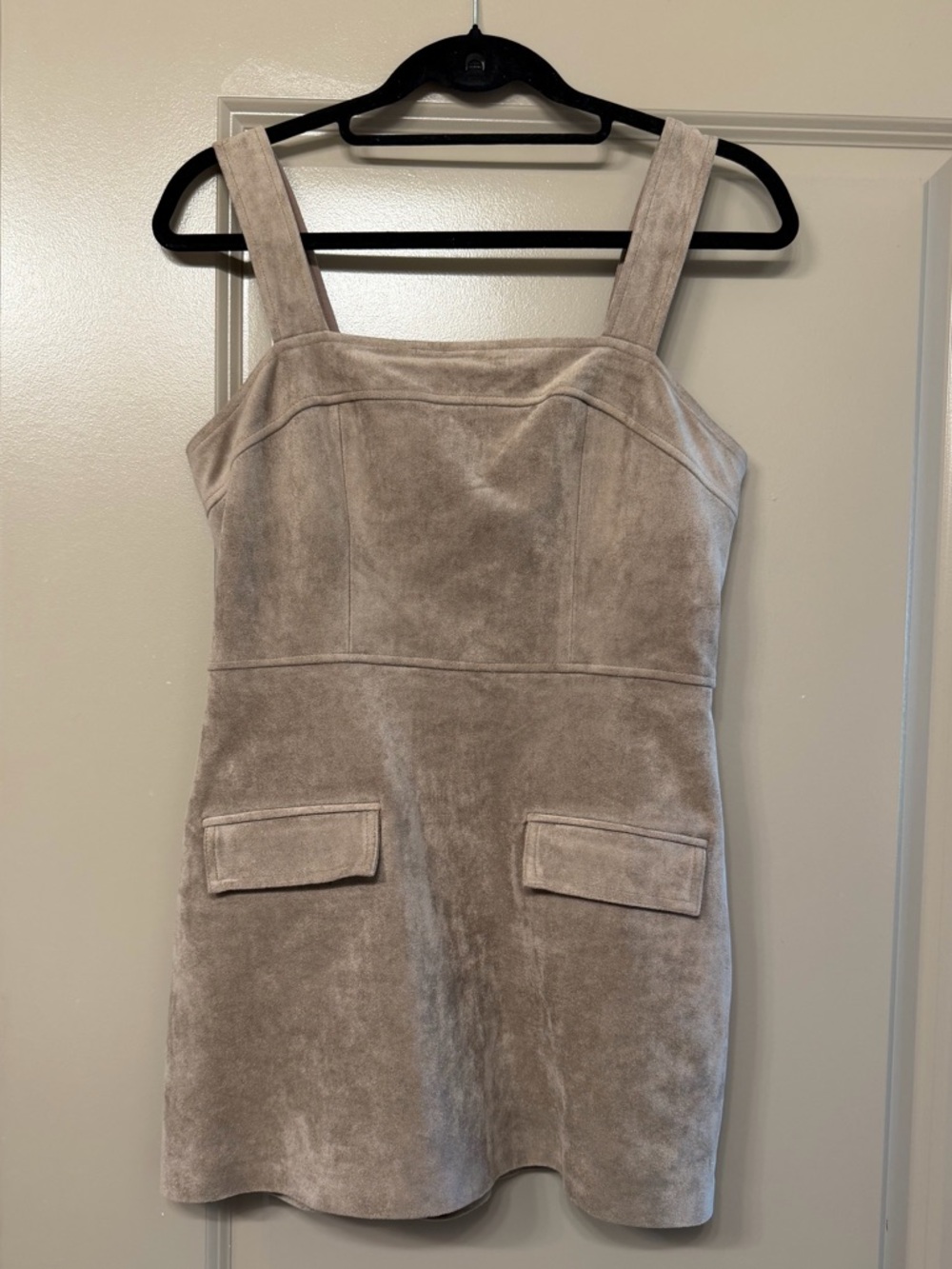 Amanda Uprichard Taupe Suede Mini Dress with Pocket Flaps